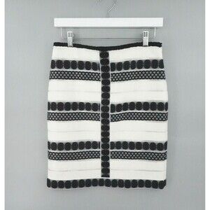 Studio M Mini Skirt Womens 0 Black-White Eyelet Lace Trim Detail